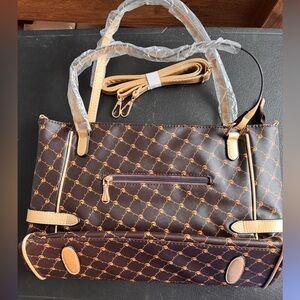 Elegant Brown and Gold Women's Handbag